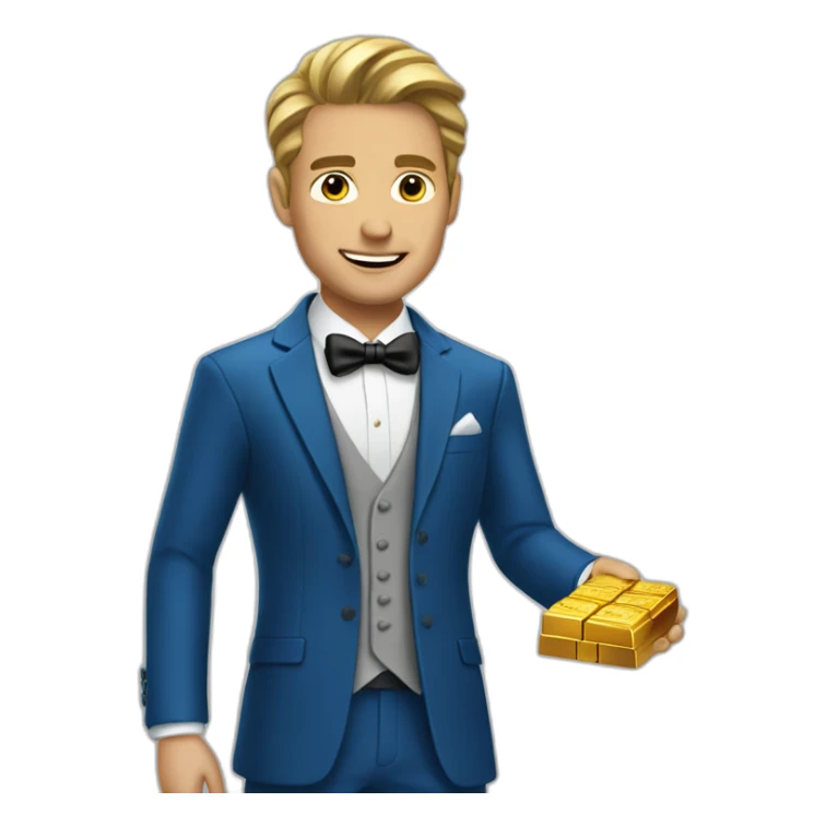 Posh-man-with-blue-suit-offering-goldbar sticker