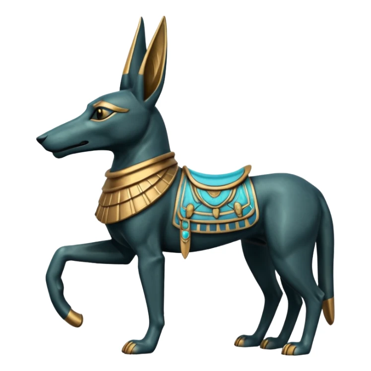 Ancient style saddled statue casually adorned anubis canine casually posed  sticker