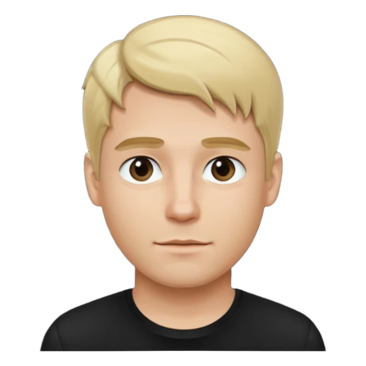 Create a standing man with blond hair and a black shirt, in iOS 18 style.” sticker