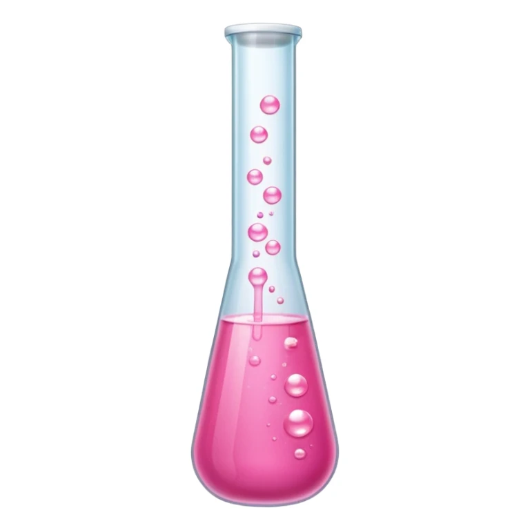 pink liquid in test tube simple bubbling tilted sticker
