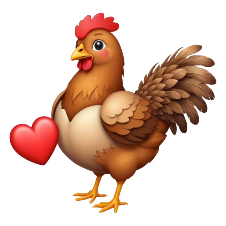 hen carries heart emoji i sticker