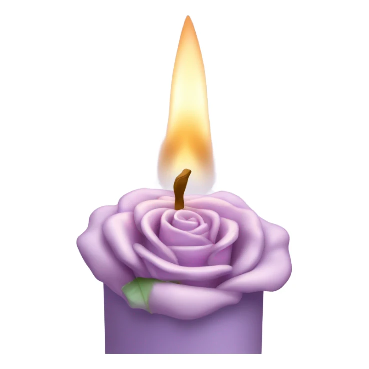 A soft lilac candle with a delicate pink wax rose on top, placed beside an old poetry book. sticker