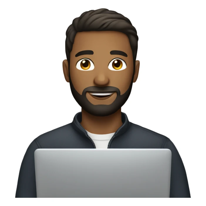Short hair handsome man with beard on laptop sticker