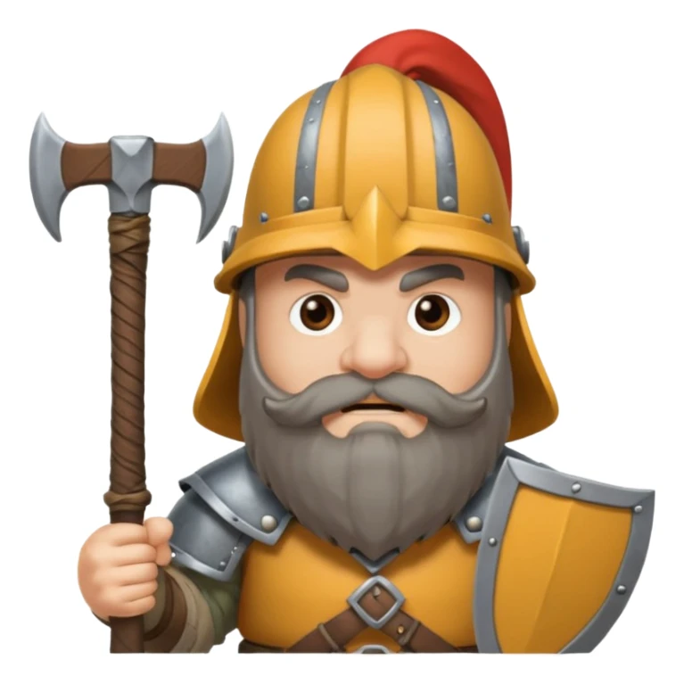 gimli the dwarf, brown beard, gray metal helmet, battle axe, no shield sticker