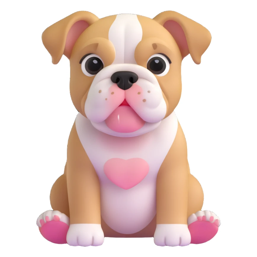 adorable bulldog puppy sitting, front view sticker