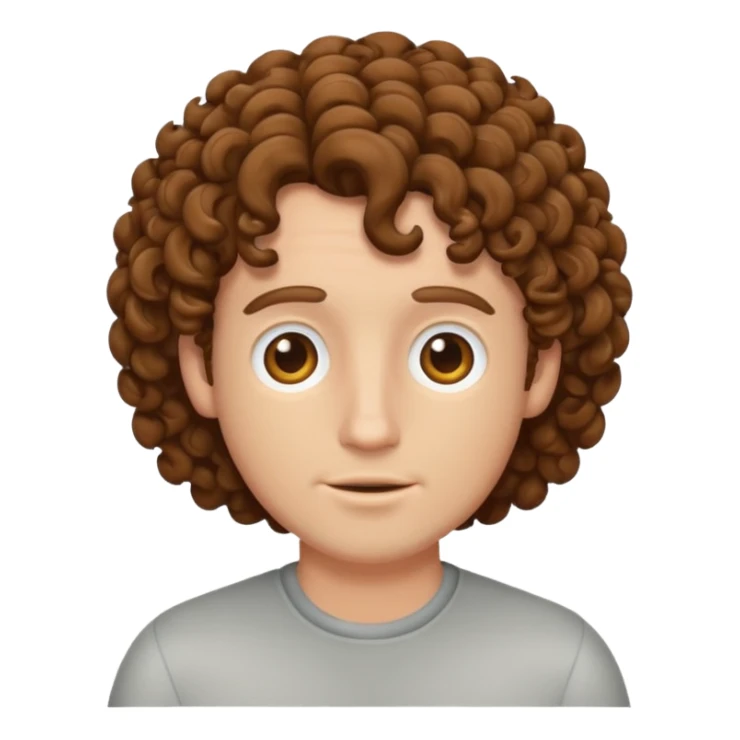 White guy with brown curly hair sticker