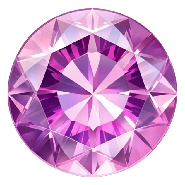 Round cut kunzite gemstone with holographic rainbow reflections, pink-purple crystal gem with brilliant facets sticker