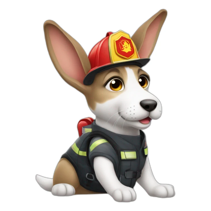a jackrabbit terrier dog who works as a firefighter and wears a bulletproof vest sticker