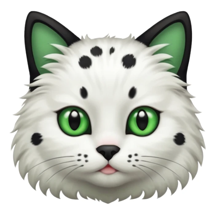 um gato branco com manchas pretas  olho preto e verde só manchas pretas sticker