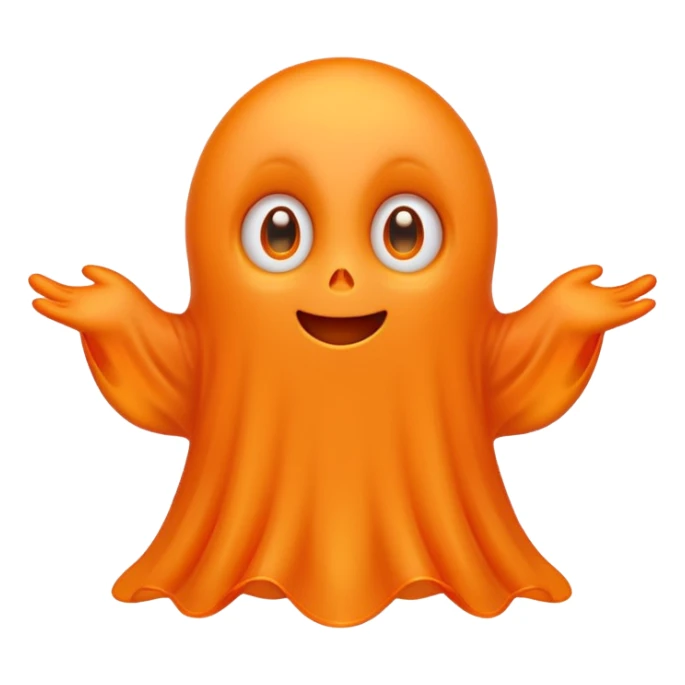 Cute orange ghost character with big adorable eyes and a small smile sticker