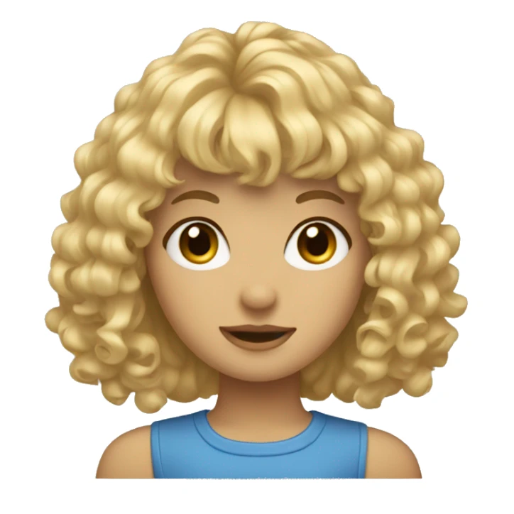 a girl with curly blonde hair and bangs  sticker