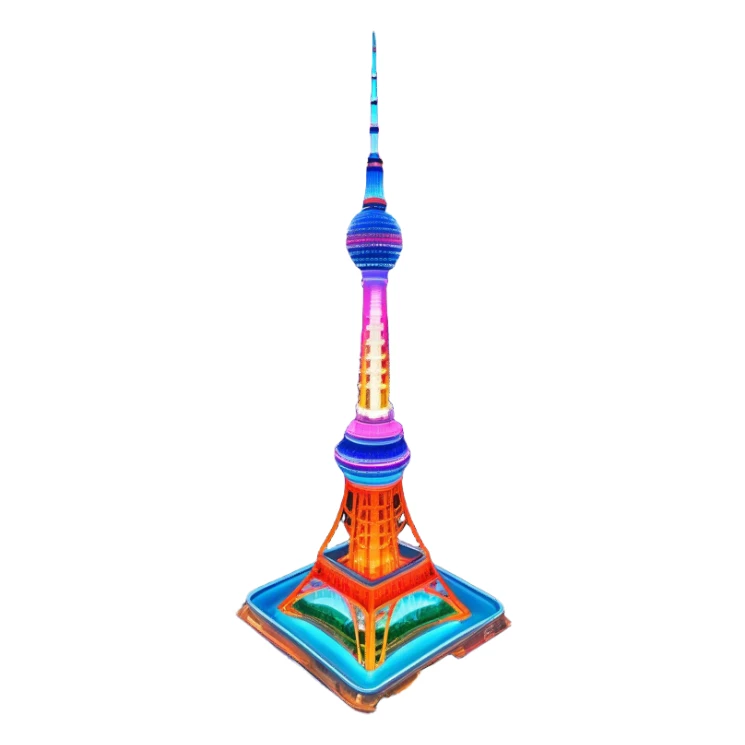 N Seoul Tower – Cinematic Realistic N Seoul Tower, depicted as a sleek modern tower illuminated against a vibrant cityscape at night, with reflective glass and dynamic neon lighting, rendered with intricate architectural detail and a futuristic urban glow. sticker