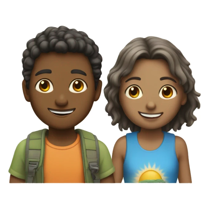 outdoor summer day with boy on the left and girl on the right sticker