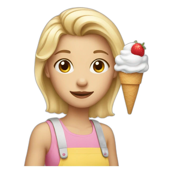 Blond girl with an ice cream sticker
