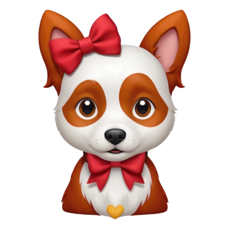 very red haired white dog with a bow on hair sticker