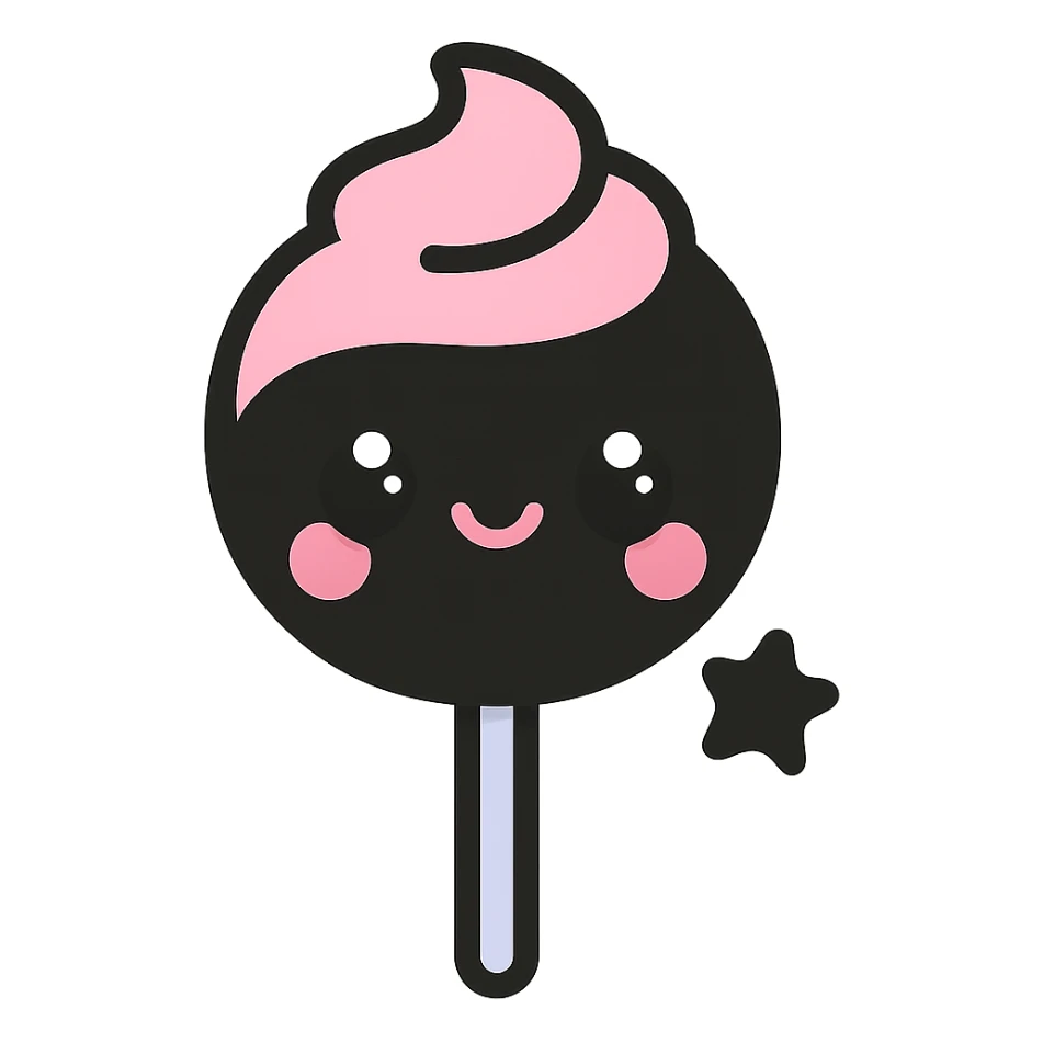 gothic lollipop, black and pink, kawaii style sticker
