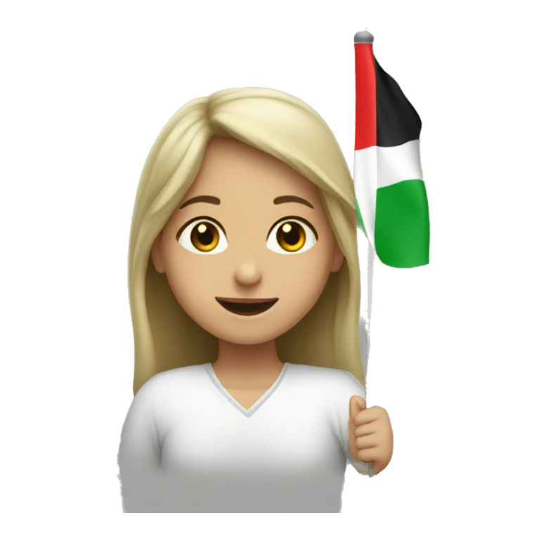Girl wearing iraqi flag cheering sticker