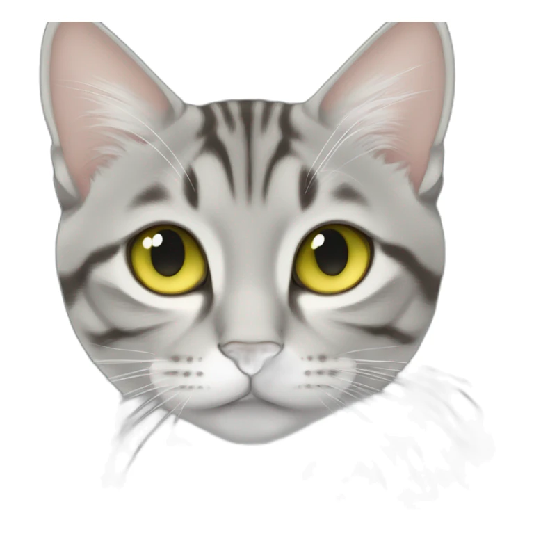 light grey tabby with white lines domestic short hair with yellow green blue eyes and black pupil sleeping sticker