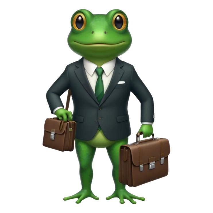 frog with a suit and tie and a briefcase sticker
