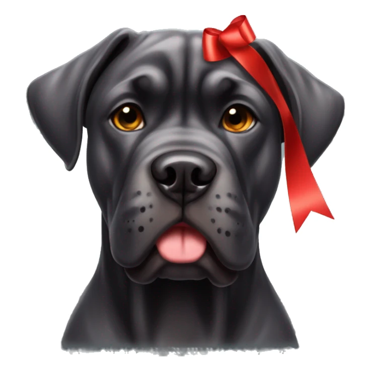 cane corso dog with a red ribbon on his head sticker