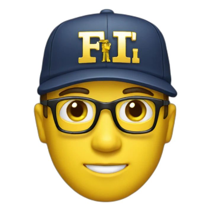 man with yellow "FBI" letters on his cap sticker