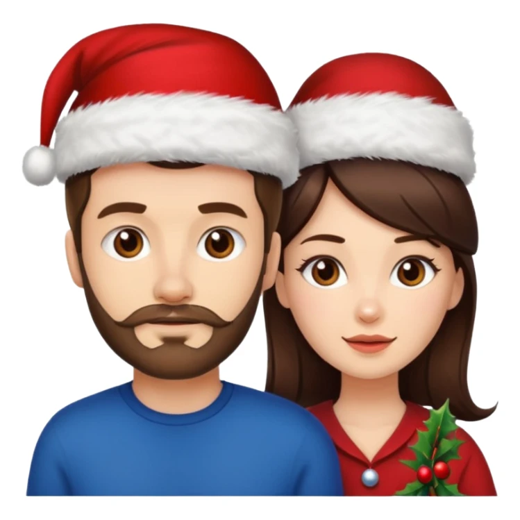 SCOTTISH MAN WITH STUBBLE AND BRUNETTE WOMAN WITH XMAS HAT sticker