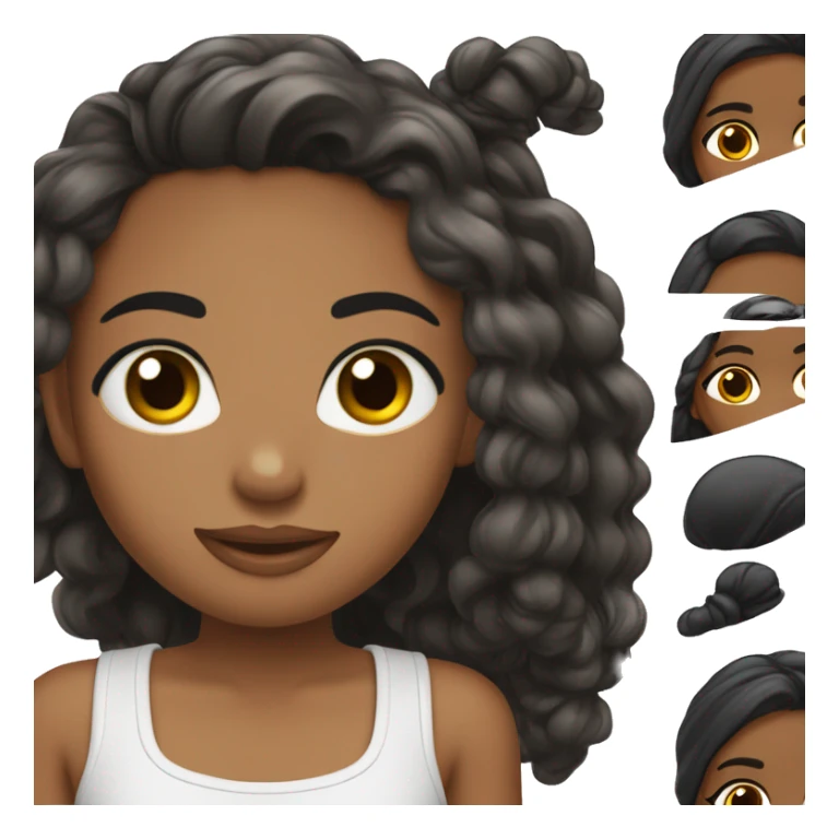 Cabello negro, piel blanca, ojos marrones, cabello liso  sticker