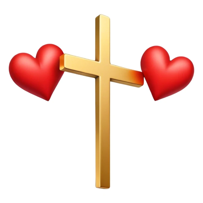 Two red  hearts connected by one simple gold cross  sticker