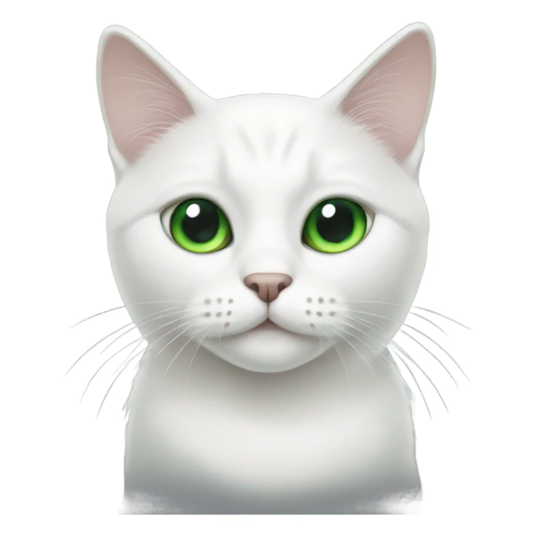 white cat with green eyes and black nose sticker