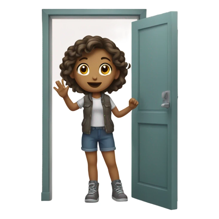 Girl knocking on the door sticker