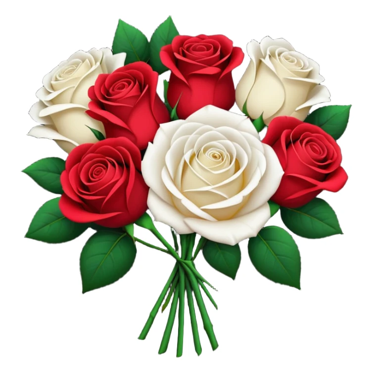 White rose and red rose bouquet with black paper  sticker