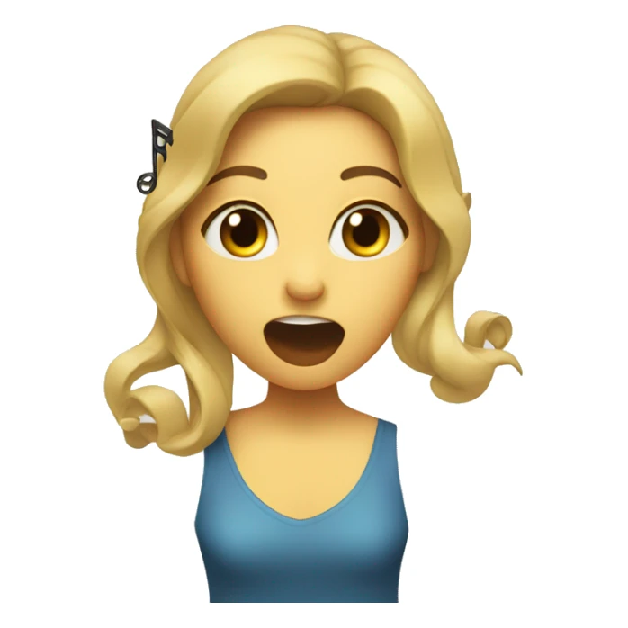 a girl singing with music notes coming out of her mouth sticker