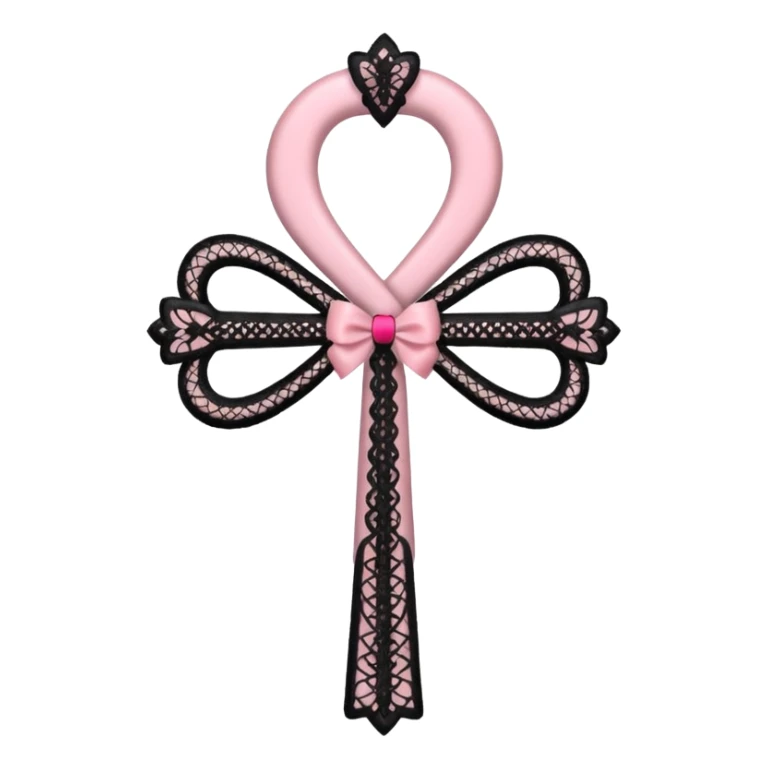 pastle pink ankh with black lace and bows sticker