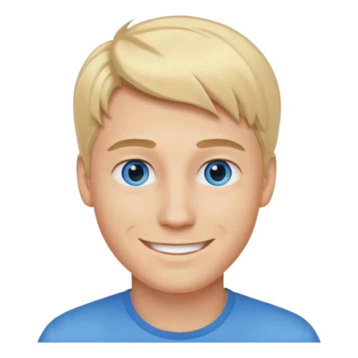 young man with neat blond hair, smiling sticker