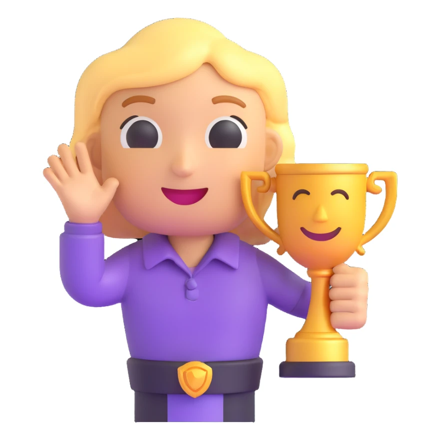 and emoji of emoji holding a trophy sticker