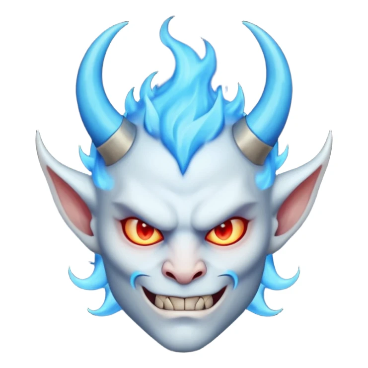 Cool devil with blue flame and shades, cute face, half body sticker