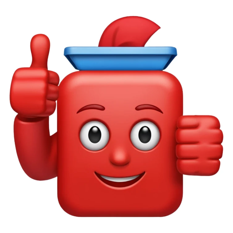 crea un dedo de like en color rojo al centro debe ir la frase caja cusco sticker