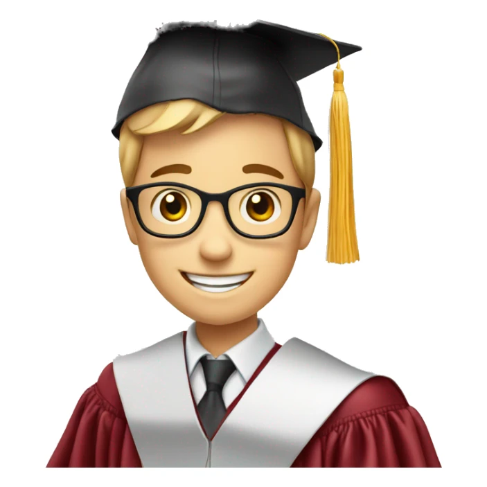 happy schoolboy with graduation hat and graduation paper sticker