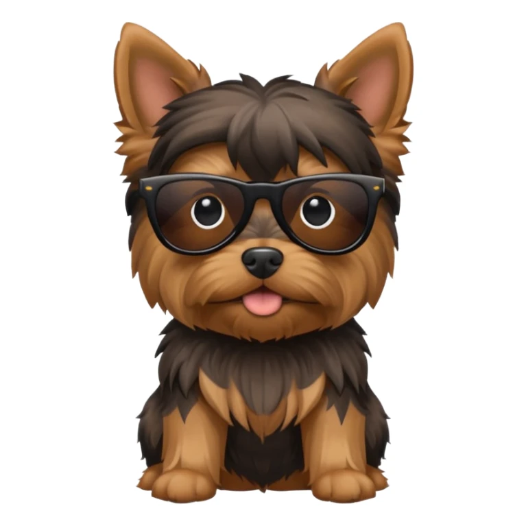 perro shorkshire con lentes de sol completamente negros sticker