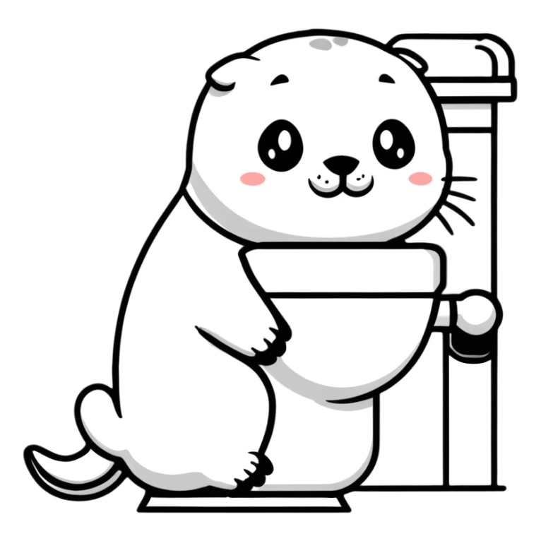 seal sitting on a toilet sticker