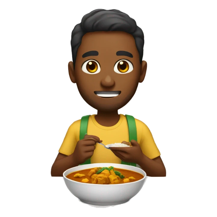 brown skinned man eating a bowl of curry sticker