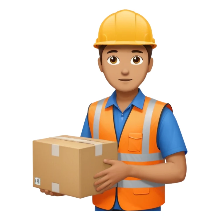 create a realistic emoji of a logistic worker in different weather situuations sticker