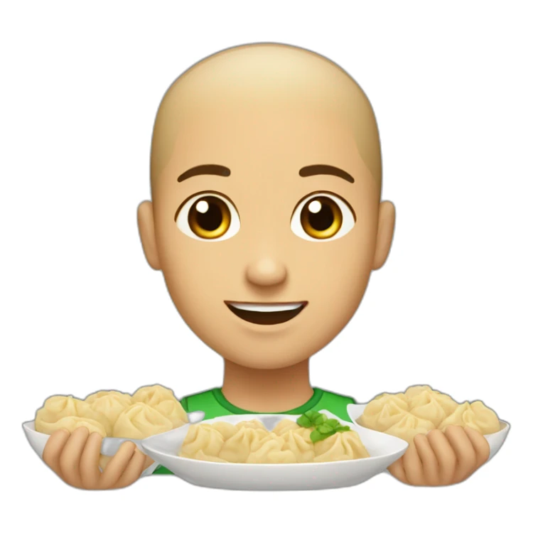 Light skin guy with a buzz cut eating 48 dumplings  sticker