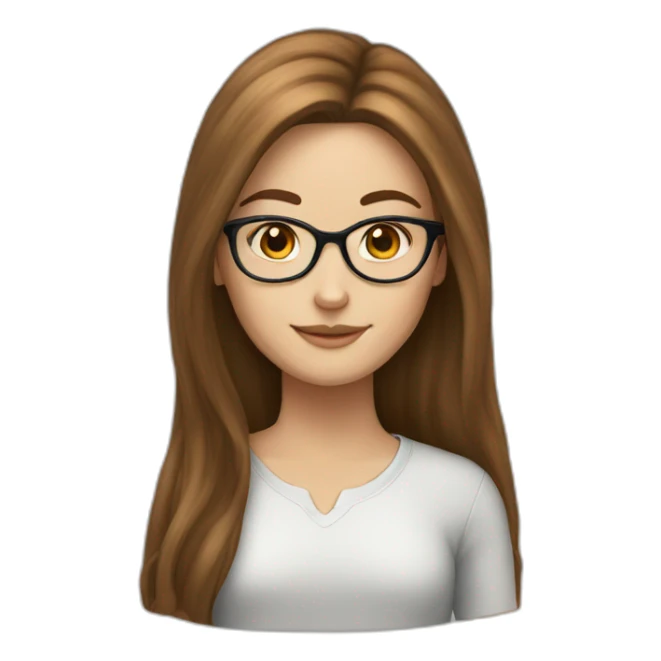 White girl with long brown hair and glasses sticker