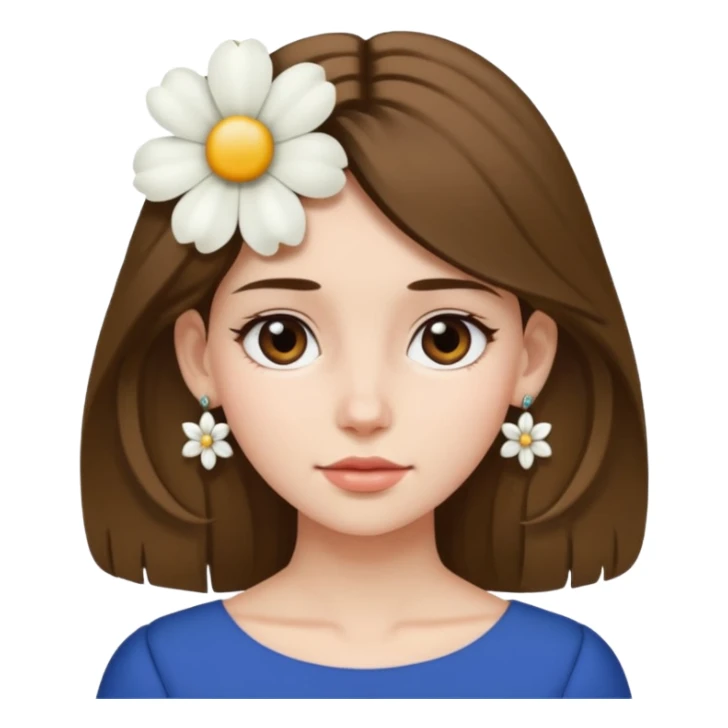 Medium Hair Girl with big white flower earrings sticker