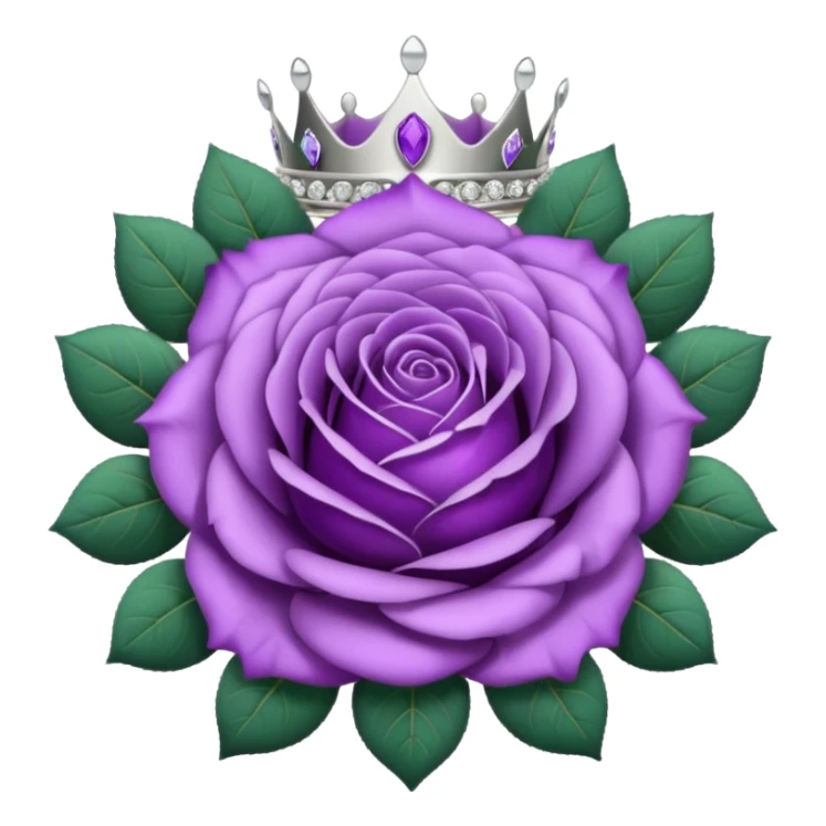 Purple rose flower, silver circle plaque, silver tiara sticker