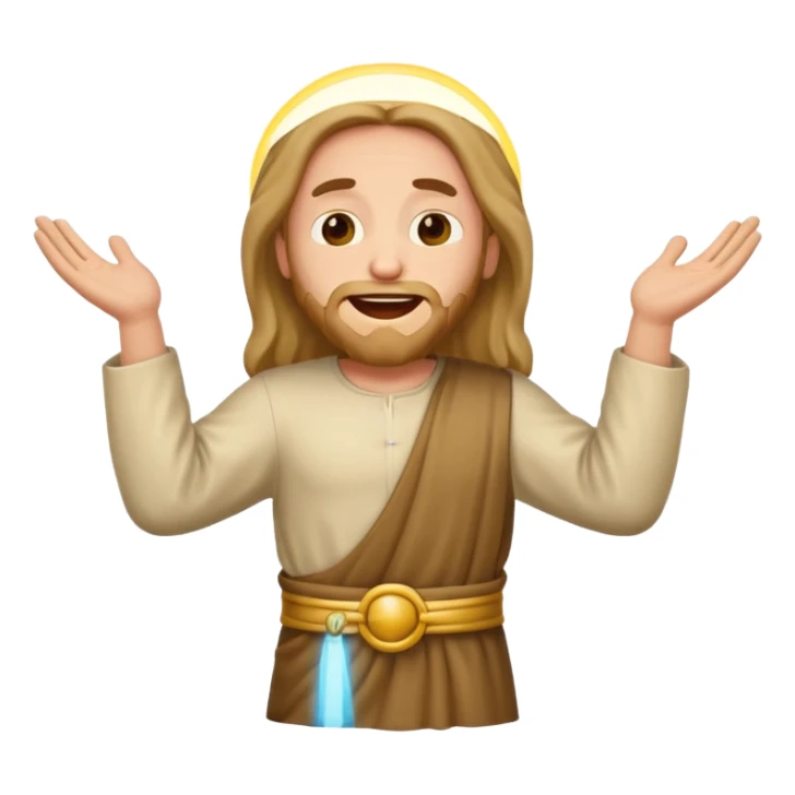 my workmate accidentally misspelled "Jesus christ" as "Jesbus christ", make an emoji of jesus with his HANDS ON HIS HIPS, making a face as if he's laughing at how silly someone is sticker