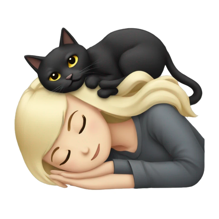 Blonde girl sleeping with a black cat and a grey cat  sticker