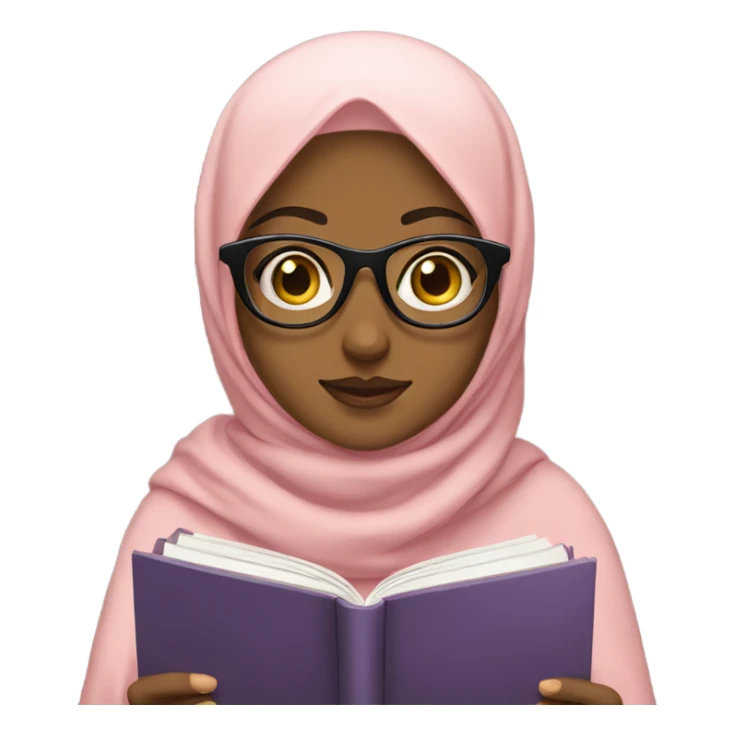 a girl using hijab and glasses read a book sticker