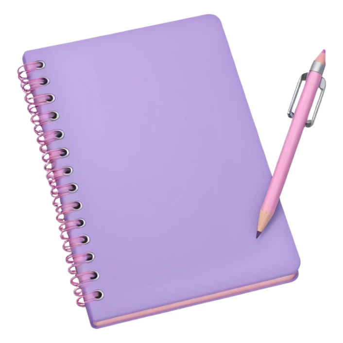 pastel purple spiral notebook with a soft pink pencil on top sticker